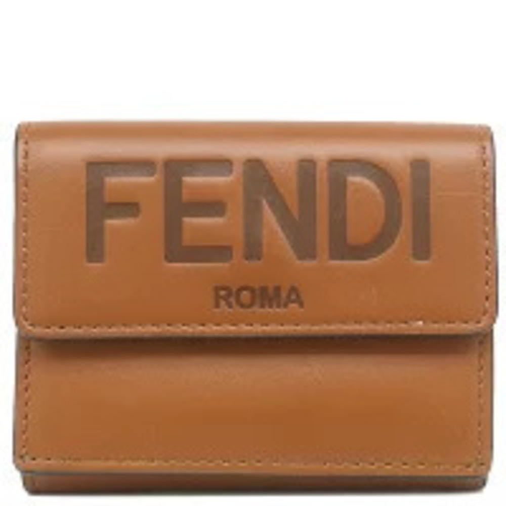 Fendi Tri fold Wallet Roma Leather Brown